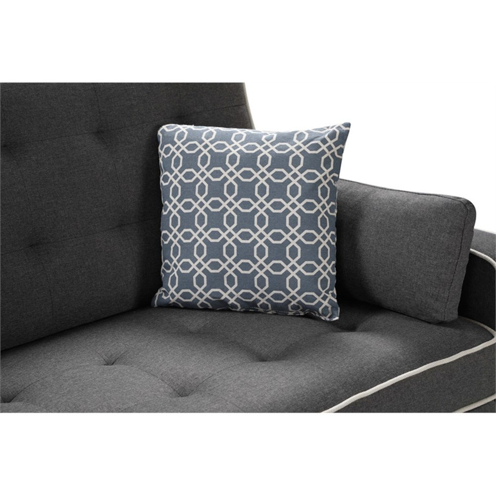 Austin Gray Fabric Sleeper Sofa with 2 USB Charging Ports and 4 Accent Pillows