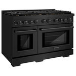 Zline Kitchen & Bath - ZLINE 48" Gas Range in Black Stainless with Brass Burners SGRB-BR-48 - Luxury isn’t meant to be desired - it’s meant to be attainable. The ZLINE 48 in. 6.7 cu. ft. Double Oven Gas Range in Black Stainless Steel with 8 Brass Burners (SGRB-BR-48) features a versatile gas cooktop with 8 Italian-made sealed brass burners, a large high-performing gas convection oven, and a small baking oven allowing you to master every meal. With a modern, timeless style and refined functionality, ZLINE Professional Gas Ranges are masterfully crafted to deliver an elevated culinary experience.