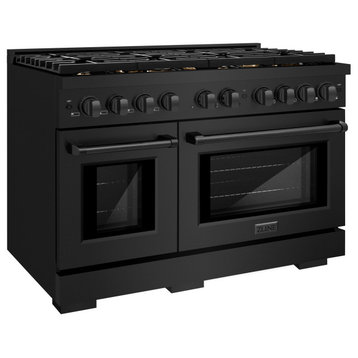 ZLINE 48" Gas Range in Black Stainless with Brass Burners SGRB-BR-48