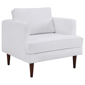 Elias White Upholstered Fabric Armchair