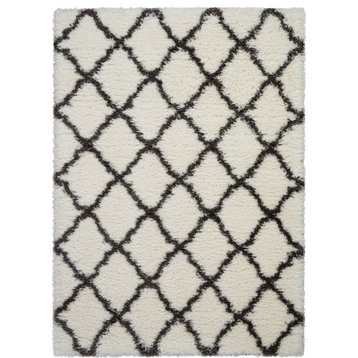 Nourison Luxe Shag 5' x 7' Ivory/Charcoal Shag Indoor Area Rug