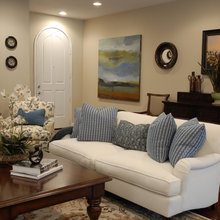blue and white living room