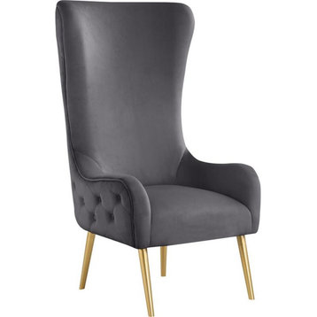 Pemberly Row Modern / Contemporary Grey Finish Velvet Accent Chair