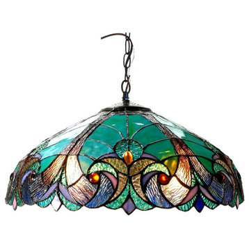 CHLOE Liaison Tiffany-style 2 Light Victorian Ceiling Pendant 18" Shade