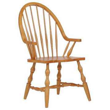 Sunset Trading Oak Selections 18" Wood Windsor Dining Chair with Arms in Oak