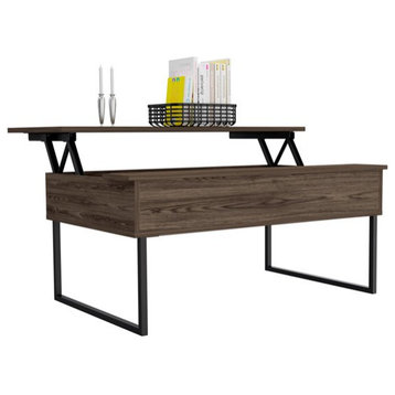 41" Dark Walnut Manufactured Wood Rectangular Lift Top Coffee Table
