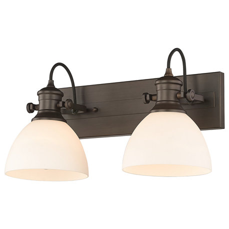 Hines 2-Light Bath Vanity, Rubbed Bronze, Opal Glass