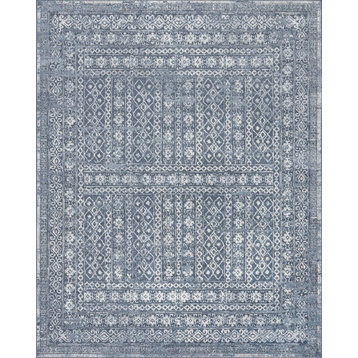 Ellery Traditional Persian Blue Rectangle Area Rug, 4' x 5'