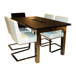 Orione Satin Nickel Extension Dining Table | Cappuccino - Dining Tables