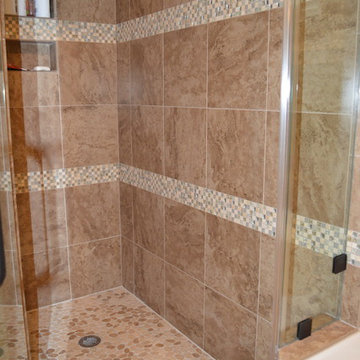 Pecan Grove Guest Bath, Master Bath and no more box light in kitchen!