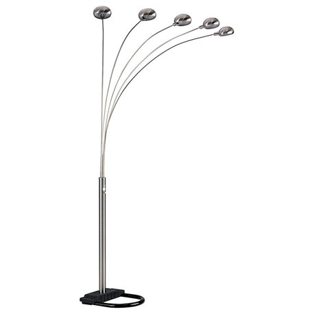 84"H 5 Arms Arch Floor Lamp, Satin Nickel