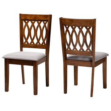 Denia Dining Collection, Gray/Walnut Brown, Dining Chair, Set of 2