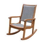 Salinas Resin Wicker and Eucalyptus Rocker Chair, Gray