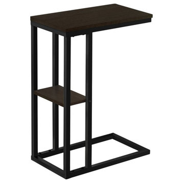 Accent Table C-shaped End Side Snack Living Room Bedroom Metal Brown