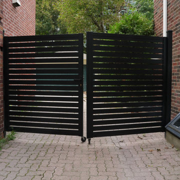 Custom Black Aluminum Double Swing Gate — Side Yard Privacy & Access