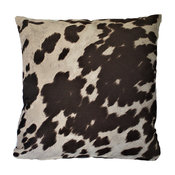 Cowhide Brown Animal Fur Decorative Throw Pillow, 14"x18"