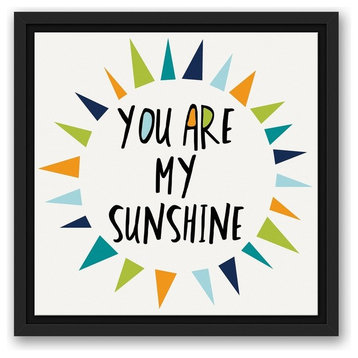 You Are My Sunshine Cool Tones Design 12x12 Black Floating Framed Canvas