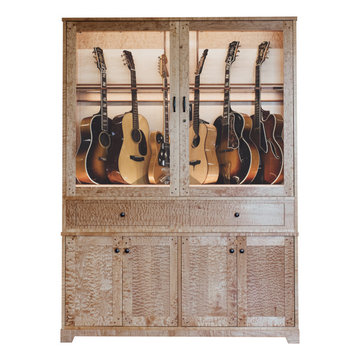 Solid quilted maple Guitar Estate™ humidified guitar storage and display