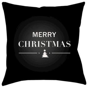 Merry Holiday by Surya Poly Fill Pillow, Black, 18' x 18'