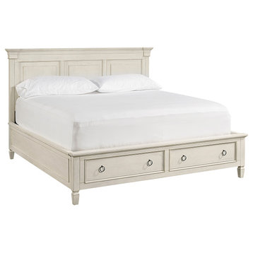 Universal Furniture Summer Hill Wood King Panel Bed with Storage in White