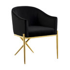 The Parker Dining Chair, Black and Gold, Velvet
