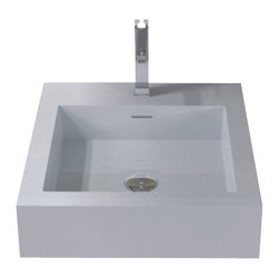 ADM Bathroom Design - ADM Square Freestanding Sink, White, 19", Matte White - Bathroom Sinks