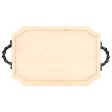 Scalloped Cutting Board, Twisted Square End Handles, Maple, 12" x 18"