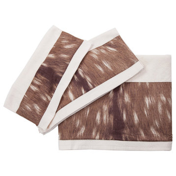 Axis Deer Fur Design Towel Set, Cream, 3 Piece