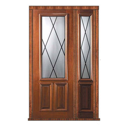 Prehung Sidelite Door 96 Mahogany Sandringham 2 Panel 2/3 Lite Glass - Front Doors