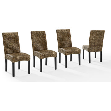 Edgewater 4Pc Dining Chair Set Seagrass/Darkbrown 4 Chairs
