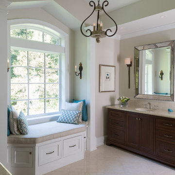 Master Bath window seat and 'Her' vanity