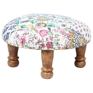 Novica Handmade Party Confetti Upholstered Ottoman Footstool