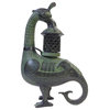 Chinese Green Black Ancient Bird Candle Display Vessel