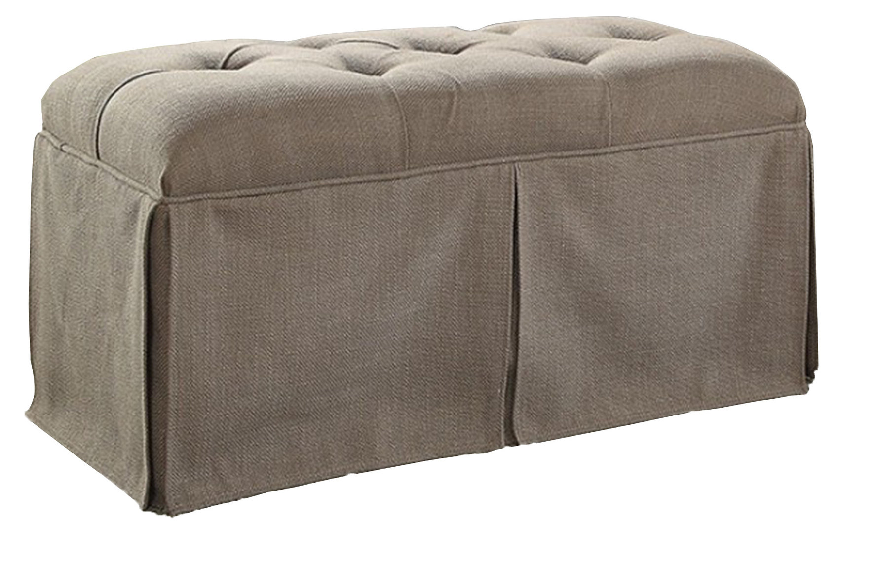 Rectangular Button Tufted Fabric Upholstered Bench With Storage, Brown ...