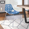 Leisuremod Asbury Plastic Dining Chair With Chome Legs, Blue
