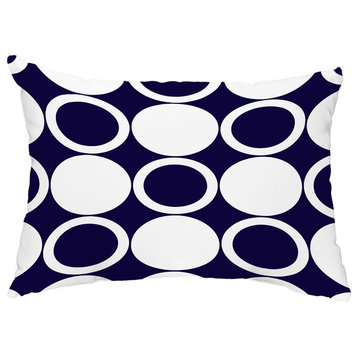 ModCircles 14"x20" Abstract Decorative Outdoor Pillow, Navy Blue