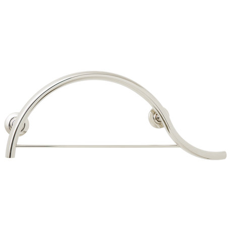 30" Designer Curved/Waved Bathroom Shower Grab Bar With Towel Bar, Polished, Right-Handed