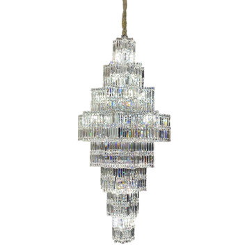 Luxury Extra Large Plaza Multi-Tier Crystal Chandelier, 39.4D"x70.9H"