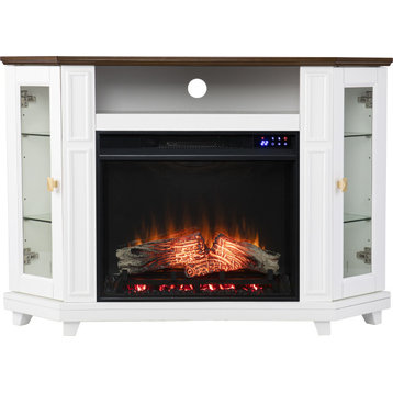Dilvon Electric Fireplace - White, Enhanced Electric Firebox