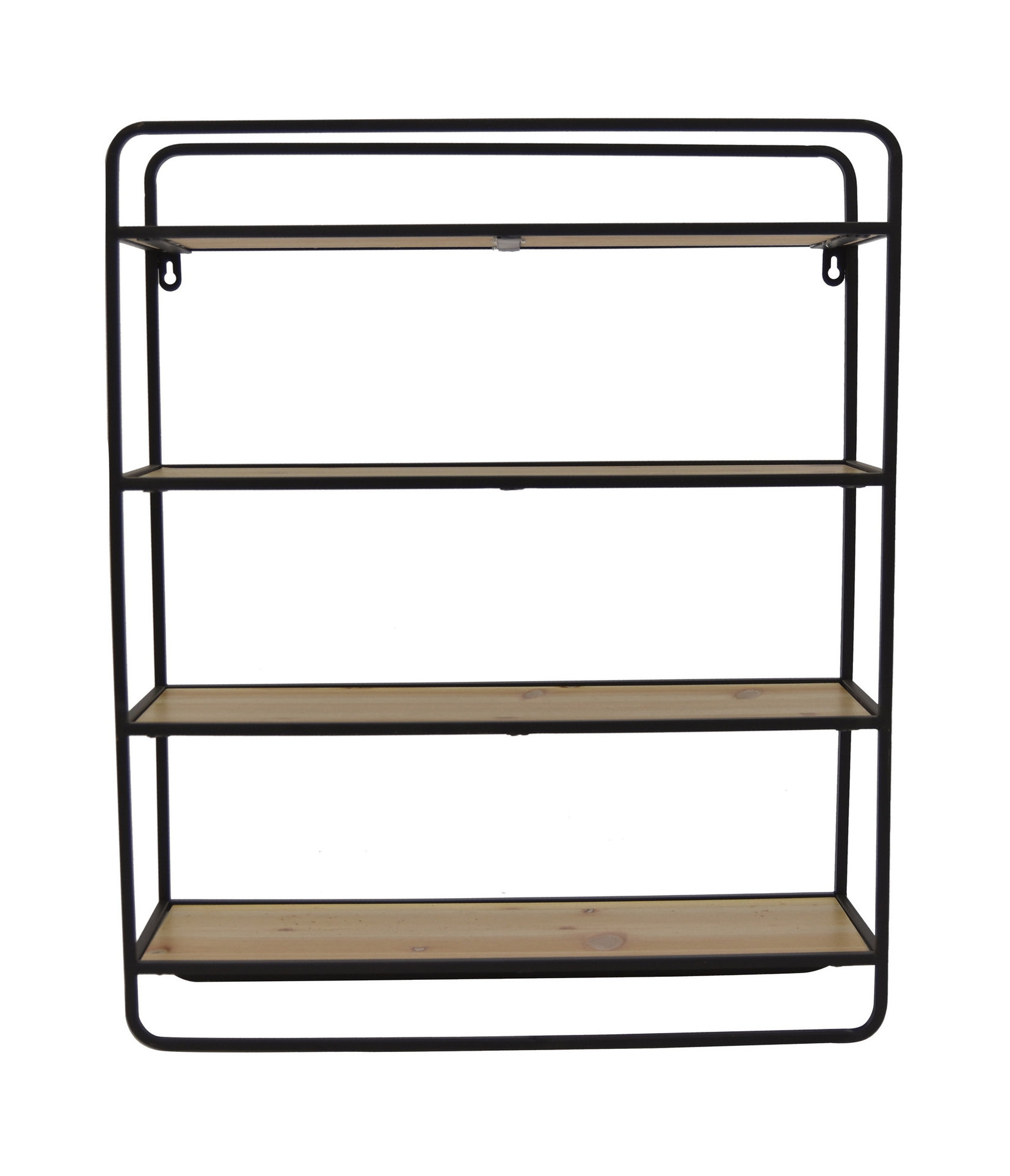 Plutus Brands Metal/Wood Wall Storage, Black Metal - Industrial
