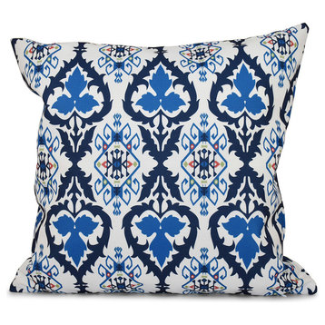 Bombay, Geometric Outdoor Pillow, Navy Blue, 18"x18"