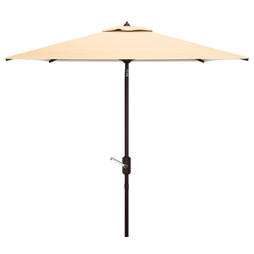 Safavieh Athens 7.5' Square Crank Umbrella, Beige