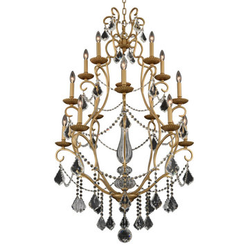 Kalco 027472-FR001 Elise 15 Light 34"W Taper Candle Style - Gold Patina