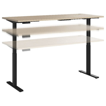 Bowery Hill 48W Adjustable Standing Desk in Natural Elm - Engineered Wood