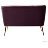 Velvet Tufted Loveseat Sofa With Golden Base, Purple