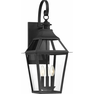 Jackson Outdoor Wall Lantern - Black with Gold Highlighted, Black, Large