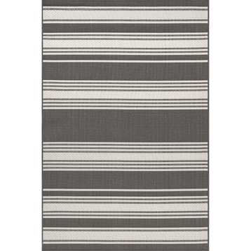 Lauren Liess Romy Striped Indoor/Outdoor Area Rug, Slate, 5' x 8'