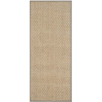 Safavieh Natural Fiber Nf114P Solid Color Rug, Natural/Grey, 2'6" X 18'0"