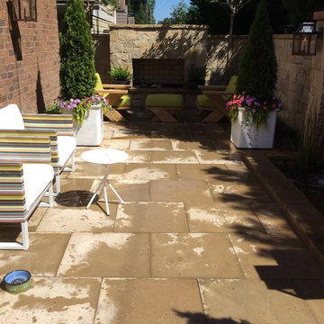 Courtyard with fire feature and water feature