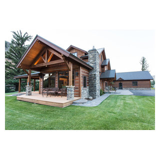 Exterior slab siding and timber frame - Rustic - Denver - by ...